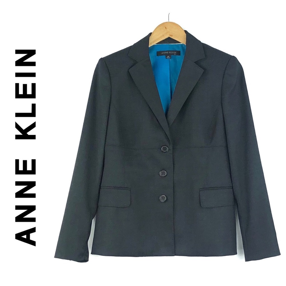 ANNE KLEIN | Charcoal Gray Wool Blend Blazer